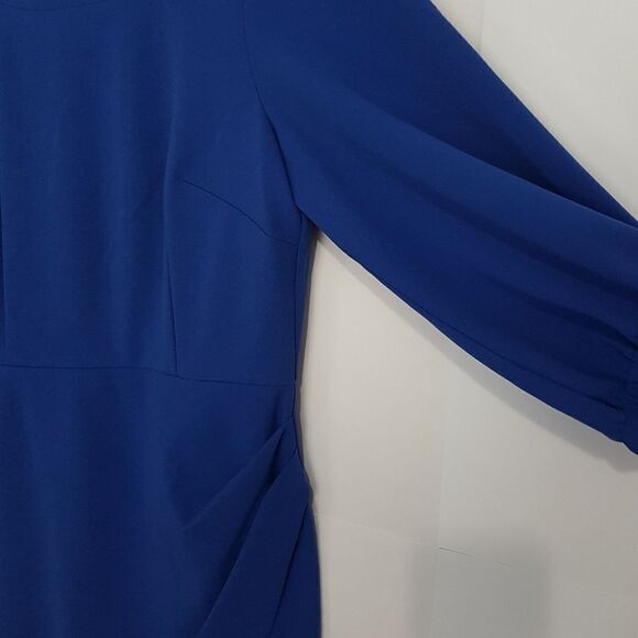 DONNA MORGAN *NWOT* Classic 3/4 Bishop Sleeve Dress Royal Blue Size 8 Stunning - Picture 7 of 16